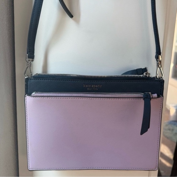 Kate Spade Cameron Lavender Mist Navy Saffiano Leather Crossbody Bag - Picture 7 of 7